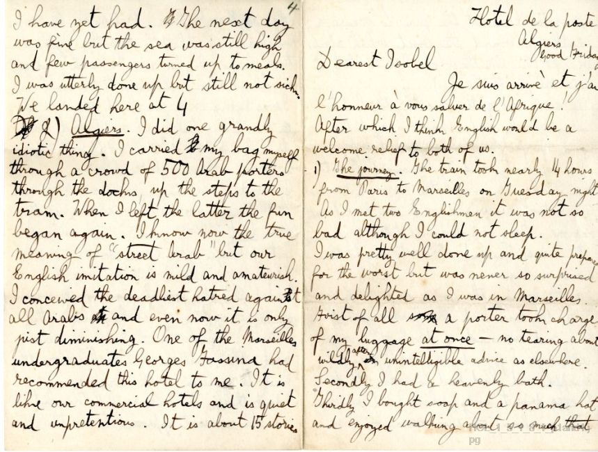 Letter from Gustav Holst to Isobel Holst