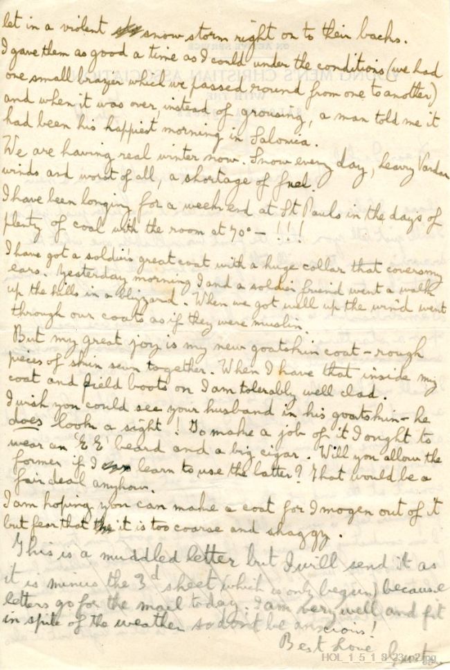 Letter from Gustav Holst to Isobel Holst