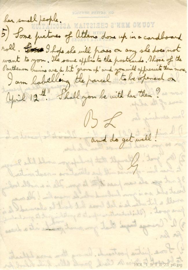 Letter from Gustav Holst to Isobel Holst