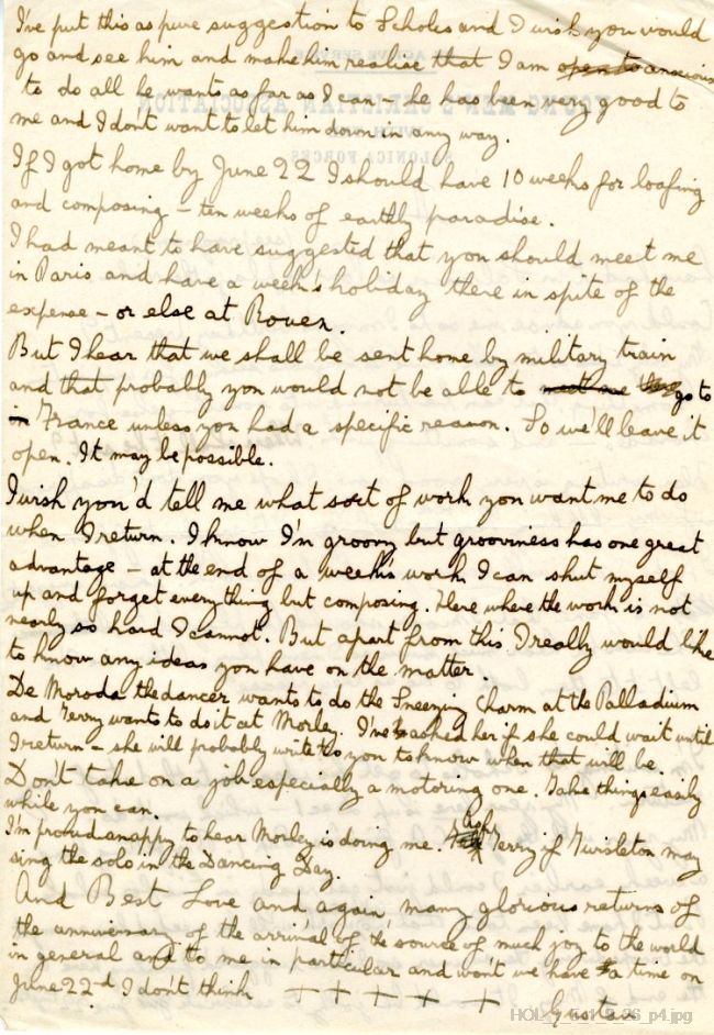 Letter from Gustav Holst to Isobel Holst
