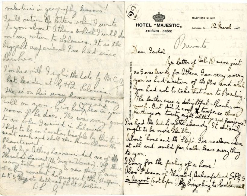 Letter from Gustav Holst to Isobel Holst