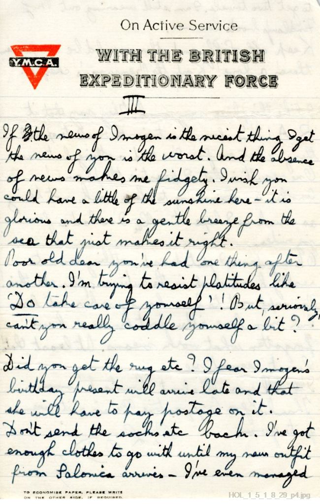 Letter from Gustav Holst to Isobel Holst