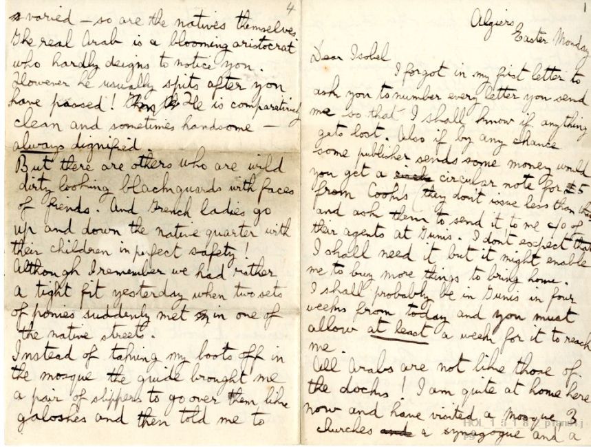Letter from Gustav Holst to Isobel Holst