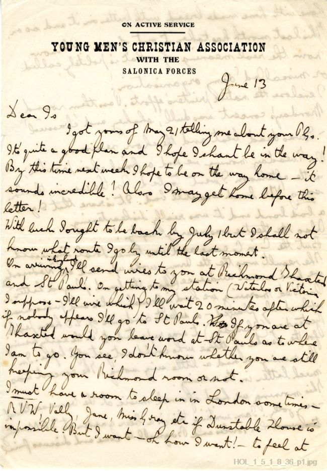 Letter from Gustav Holst to Isobel Holst