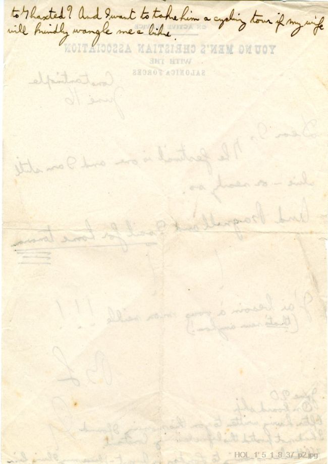 Letter from Gustav Holst to Isobel Holst