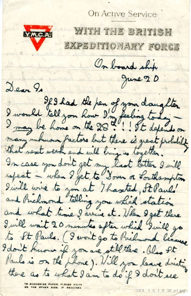 Letter from Gustav Holst to Isobel Holst