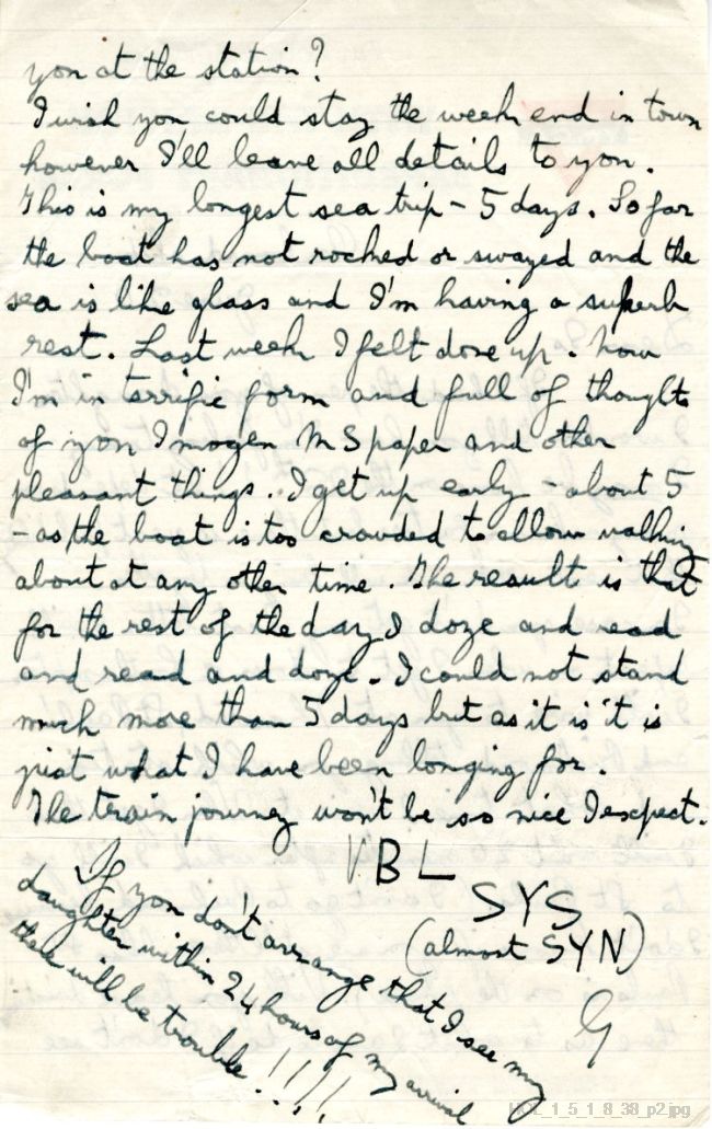 Letter from Gustav Holst to Isobel Holst