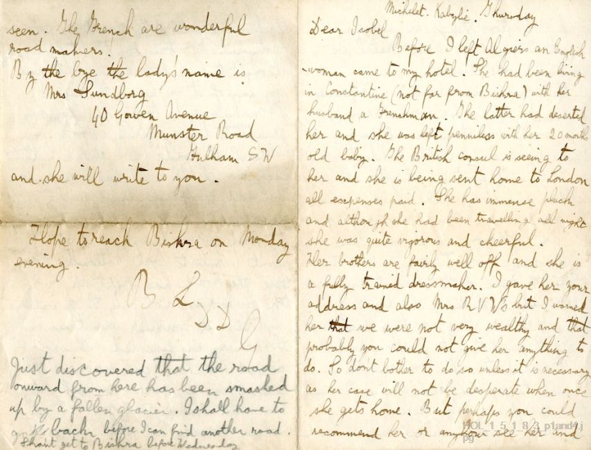 Letter from Gustav Holst to Isobel Holst