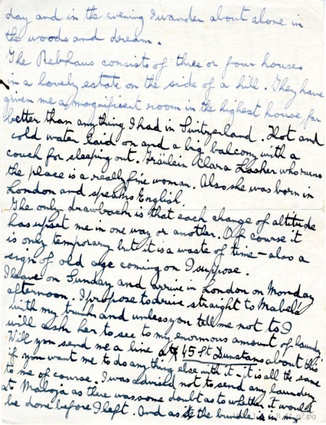 Letter from Gustav Holst to Isobel Holst