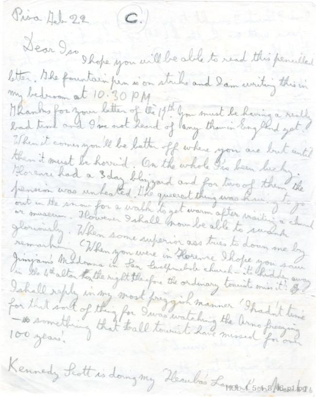 Letter from Gustav Holst to Isobel Holst