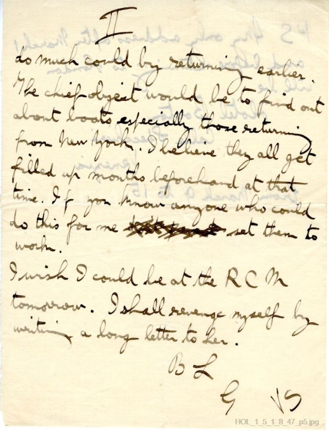Letter from Gustav Holst to Isobel Holst