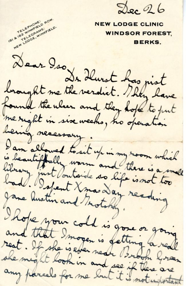 Letter from Gustav Holst to Isobel Holst