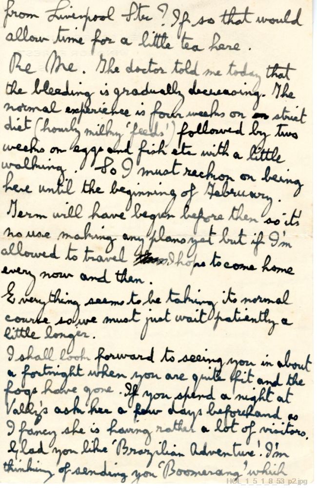 Letter from Gustav Holst to Isobel Holst