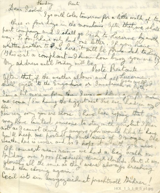 Letter from Gustav Holst to Isobel Holst