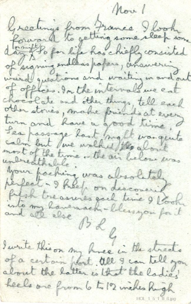Postcard from Gustav Holst to Isobel Holst