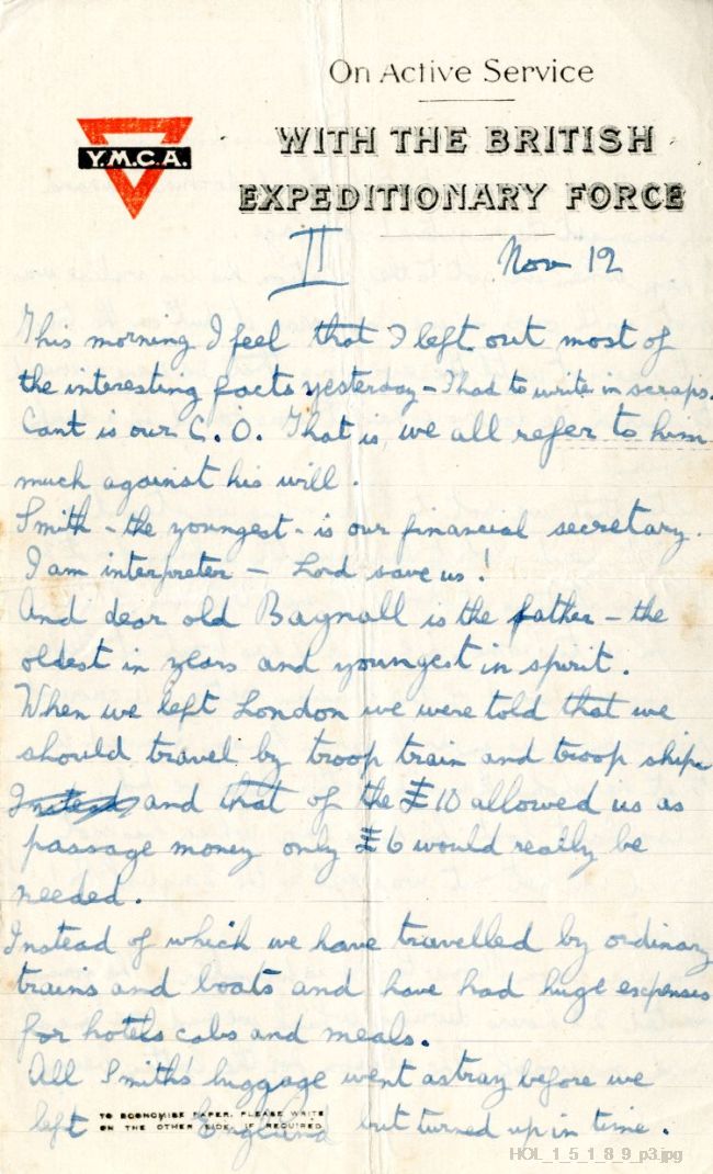 Letter from Gustav Holst to Isobel Holst