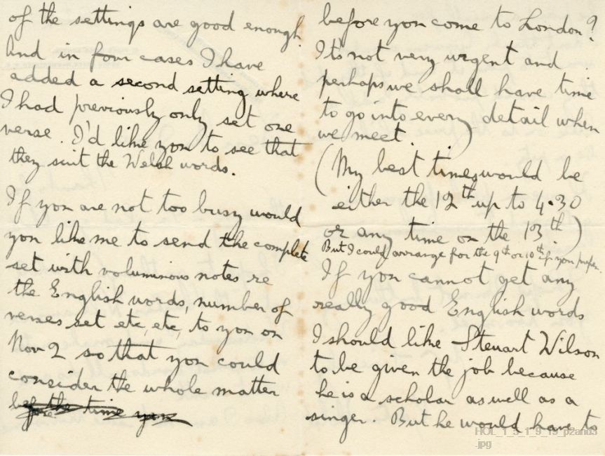 Letter from Gustav Holst to Dora Herbert Jones