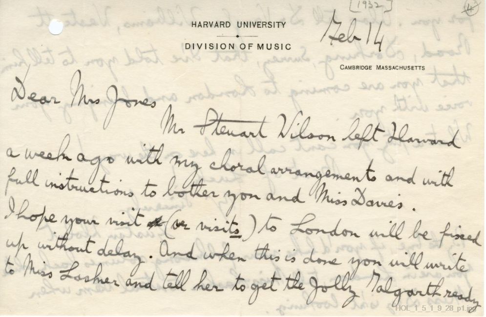 Letter from Gustav Holst to Dora Herbert Jones