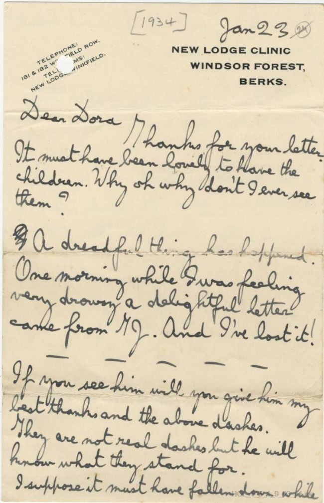 Letter from Gustav Holst to Dora Herbert Jones