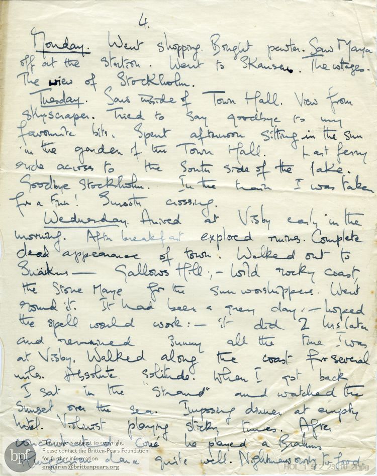 Telegram and letter from Imogen Holst to Gustav Holst