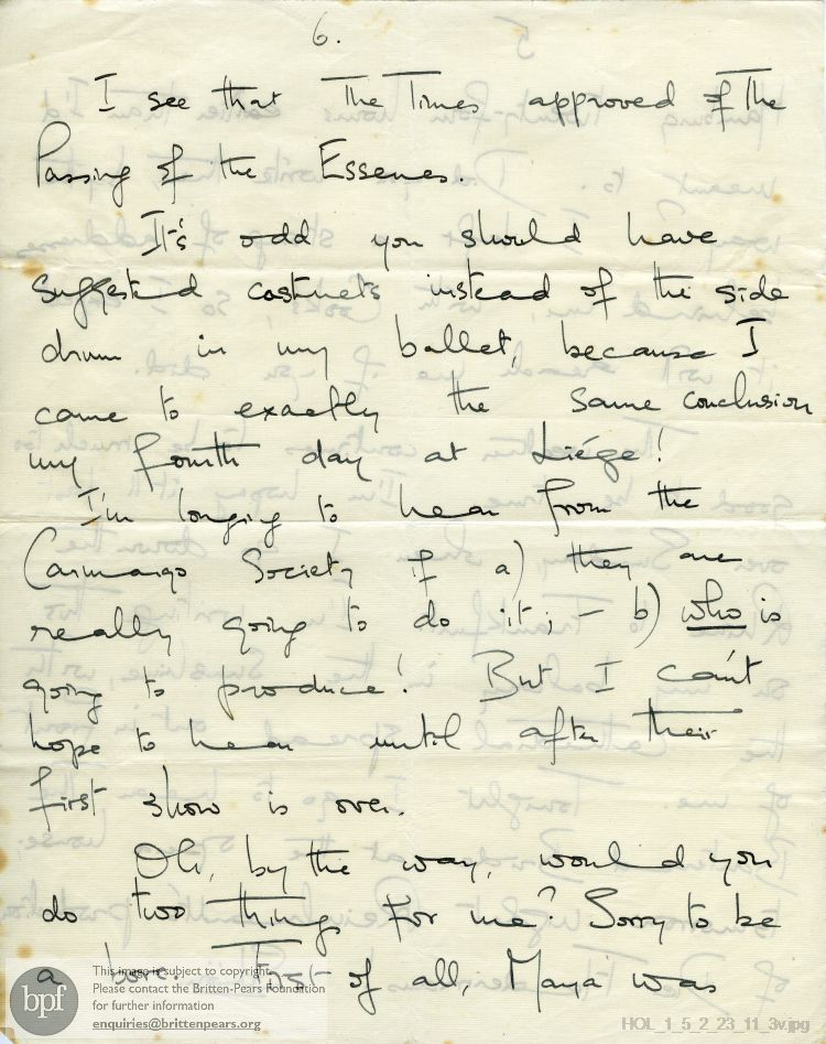 Letter from Imogen Holst to Gustav Holst