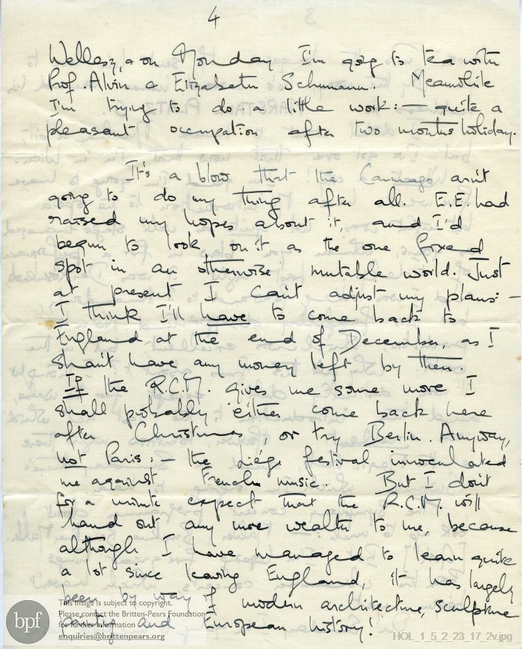Letter from Imogen Holst to Gustav Holst