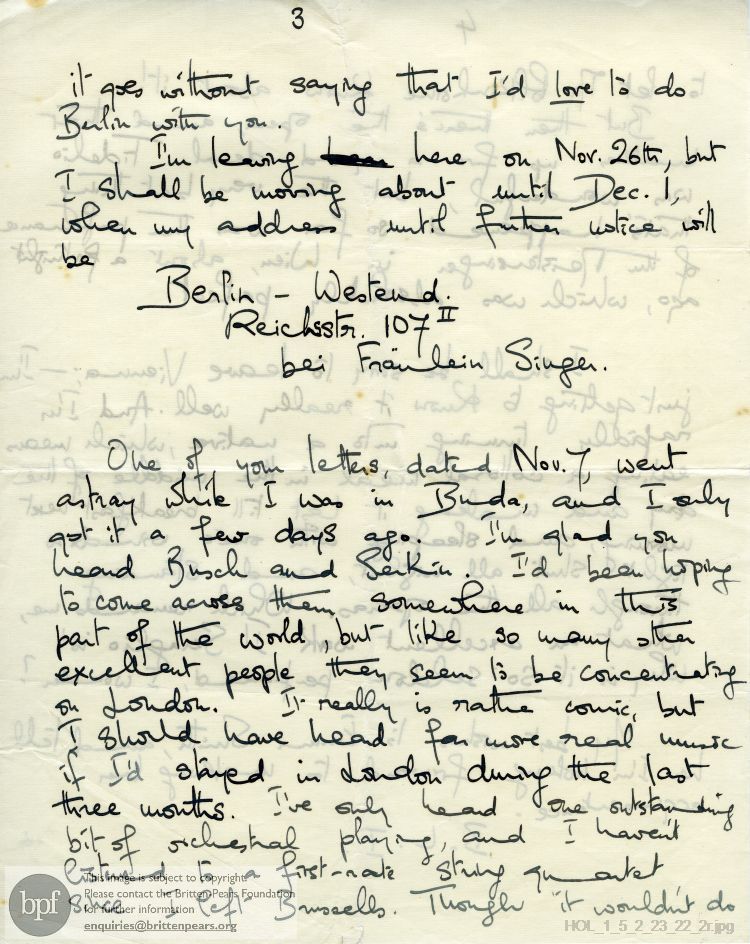 Letter from Imogen Holst to Gustav Holst