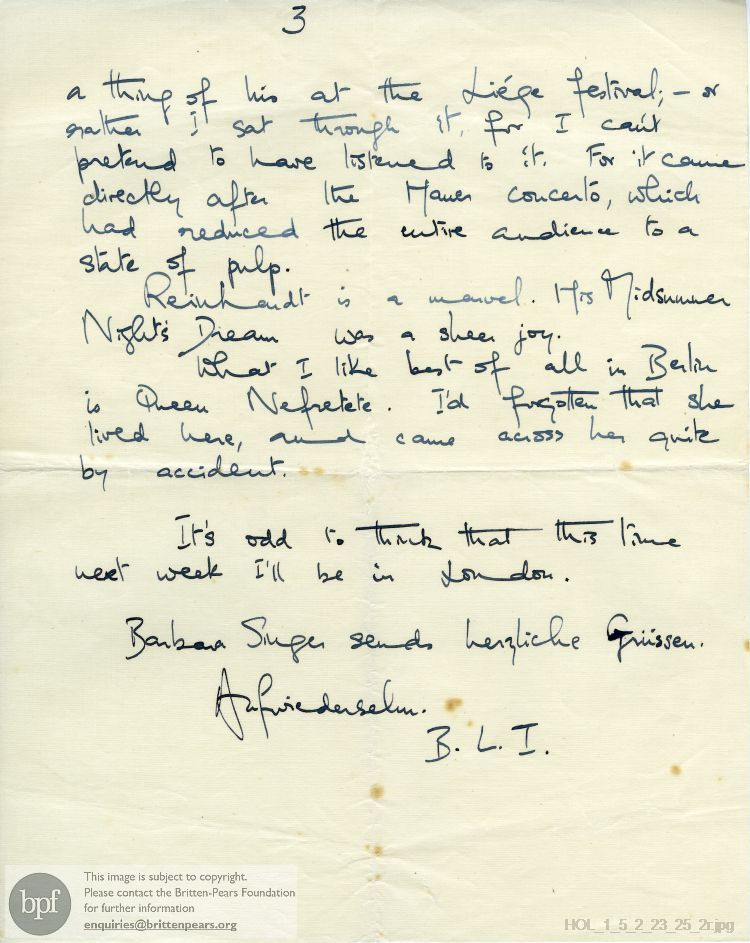 Letter from Imogen Holst to Gustav Holst