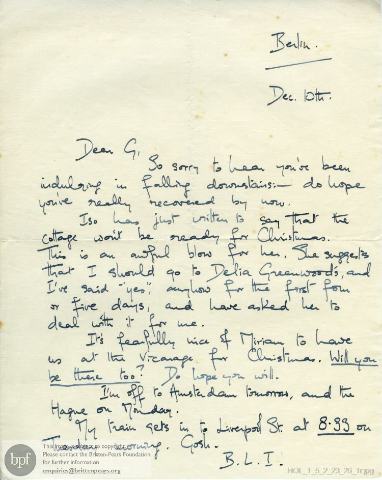 Letter from Imogen Holst to Gustav Holst