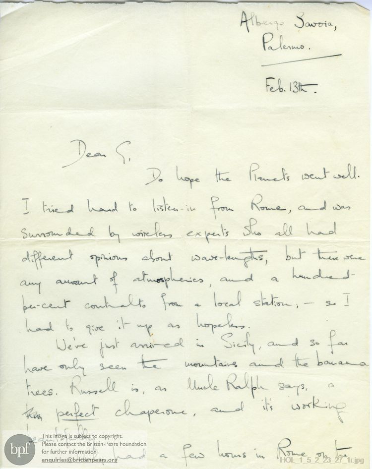 Letter from Imogen Holst to Gustav Holst