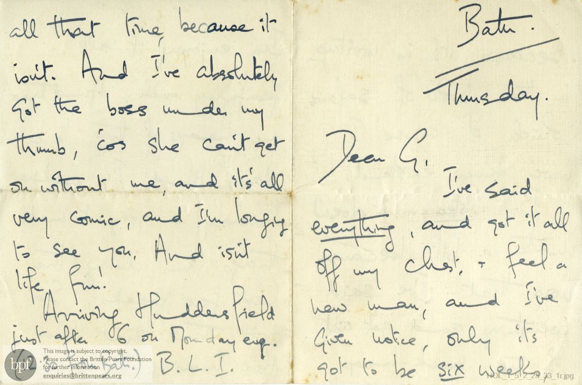 Letter from Imogen Holst to Gustav Holst