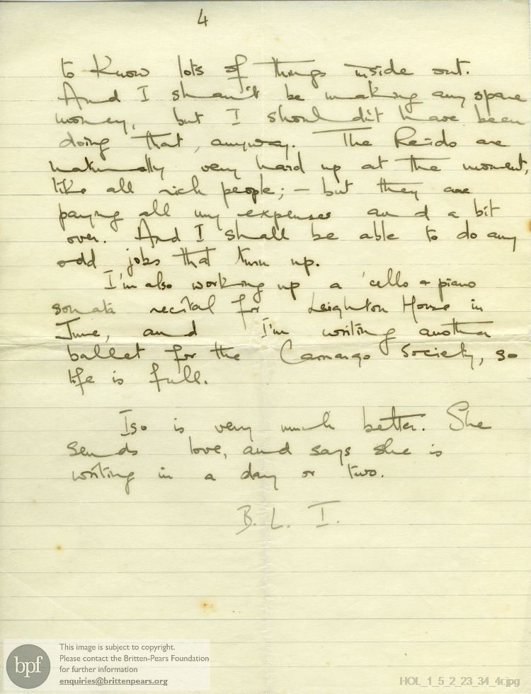Letter from Imogen Holst to Gustav Holst