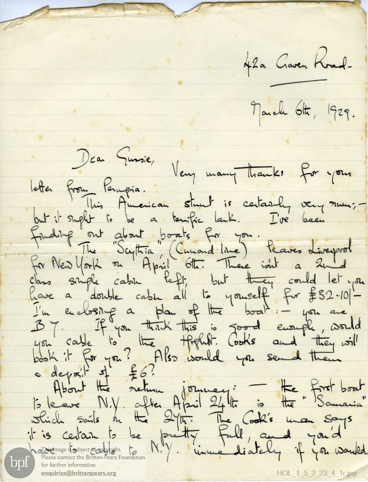 Letter from Imogen Holst to Gustav Holst