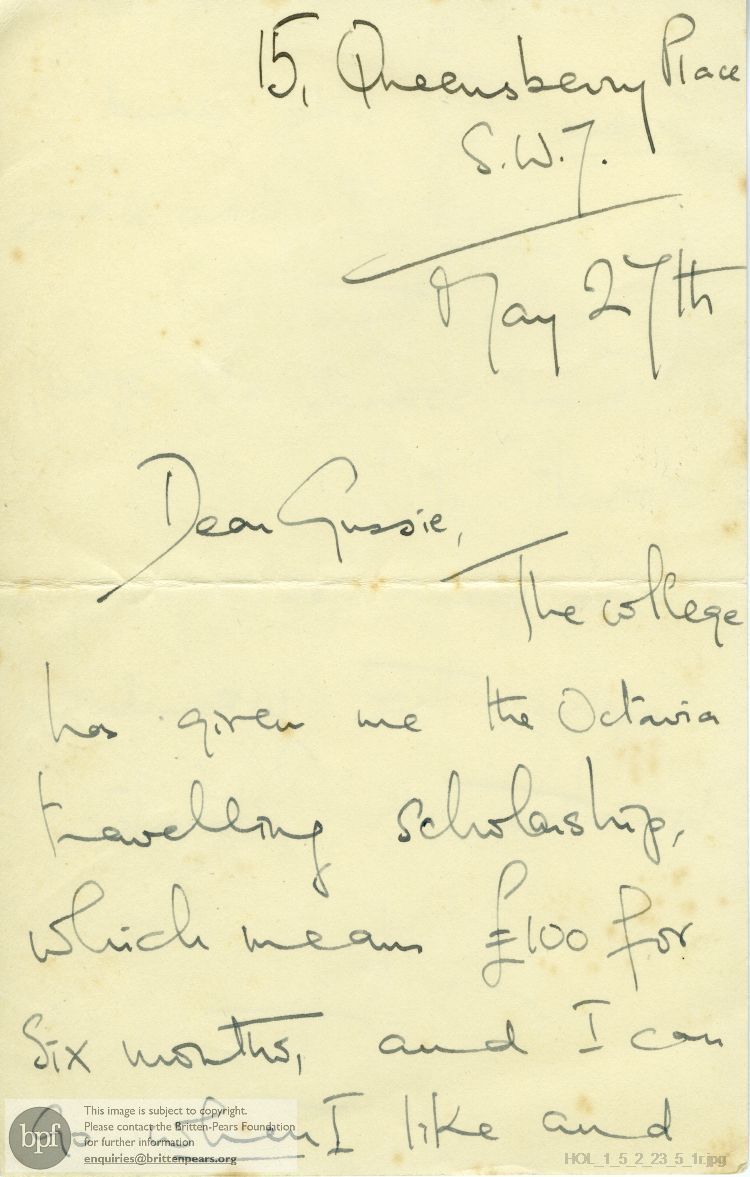Letter from Imogen Holst to Gustav Holst