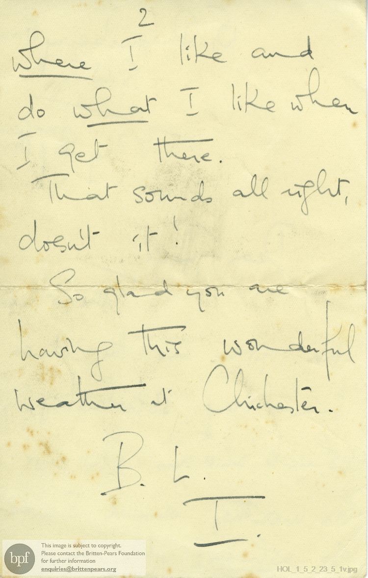 Letter from Imogen Holst to Gustav Holst