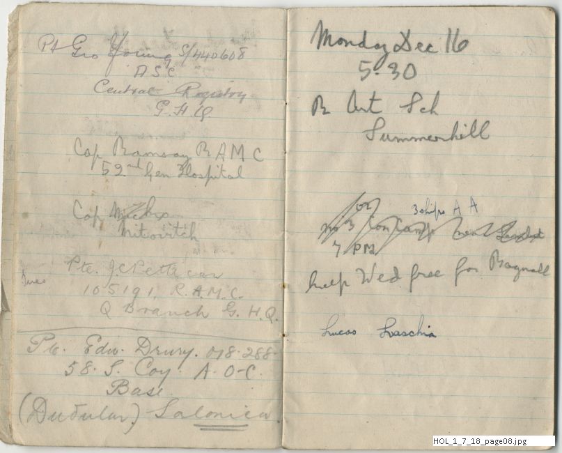 Notebook Winter 1918