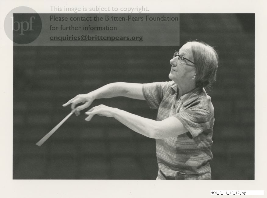 Photograph of Imogen Holst conducting Snape Maltings Training Orchestra
