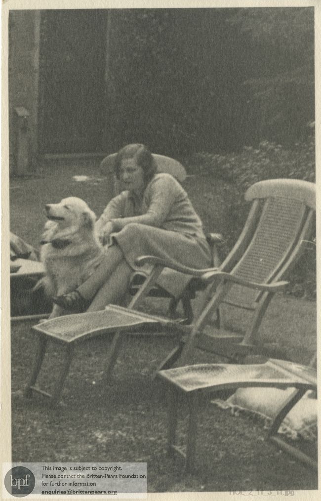 Photograph of Margaret Reid with a dog