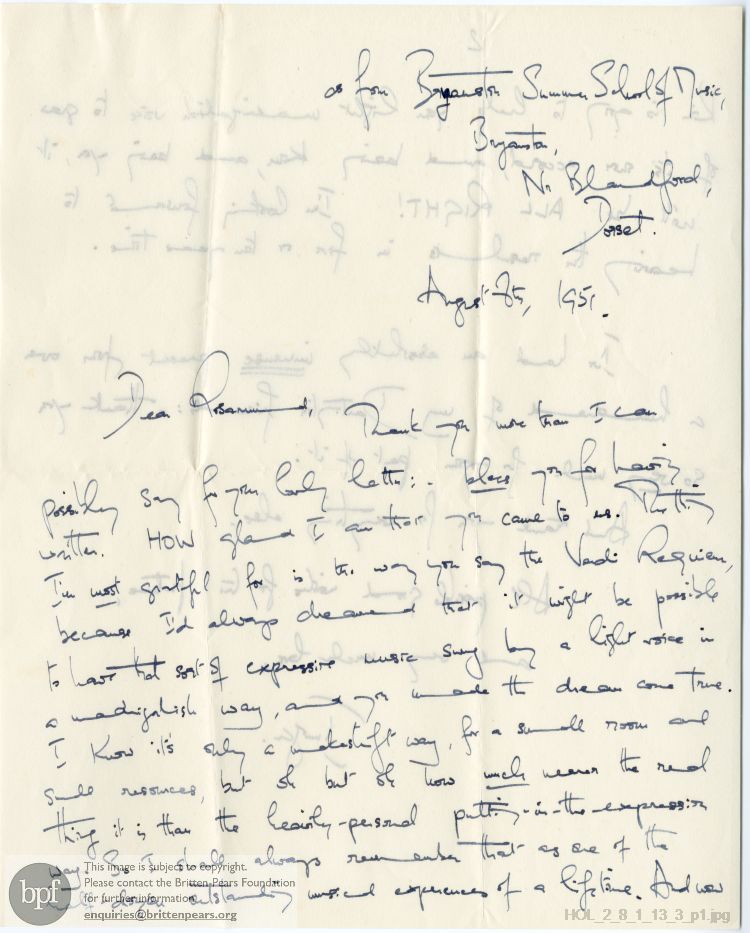 Letter from Imogen Holst to Rosamund Strode