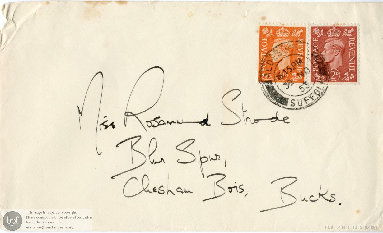 Letter from Imogen Holst to Rosamund Strode