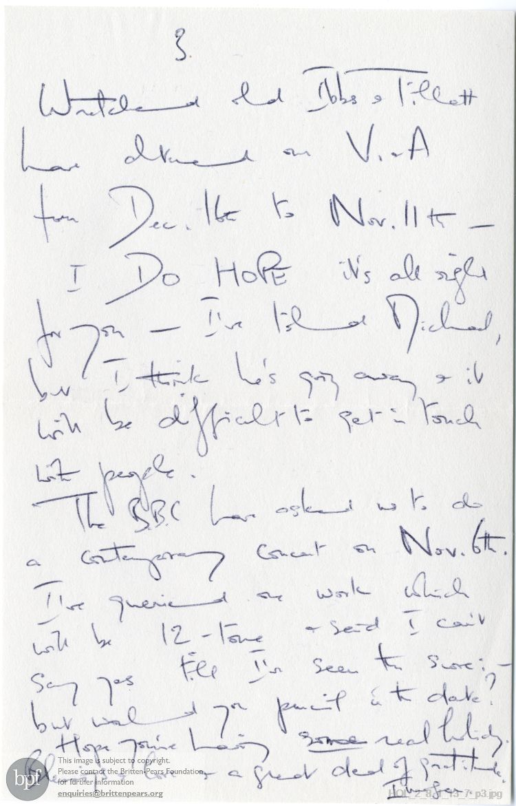 Letter from Imogen Holst to Rosamund Strode