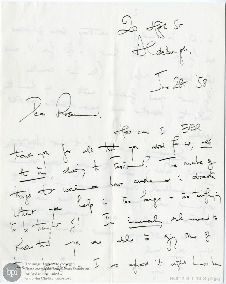 Letter from Imogen Holst to Rosamund Strode