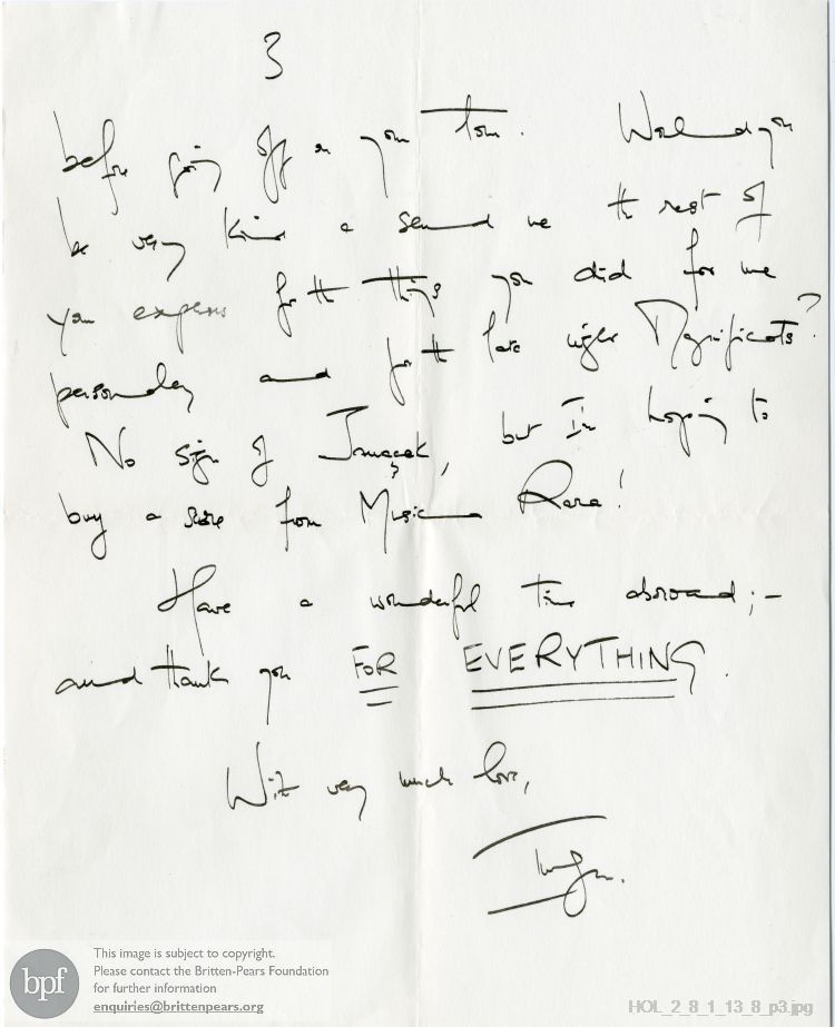 Letter from Imogen Holst to Rosamund Strode