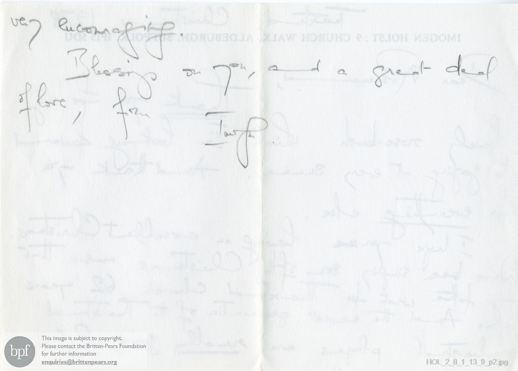 Letter from Imogen Holst to Rosamund Strode