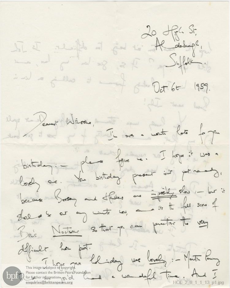 Letter from Imogen Holst to Winsome Bartlett