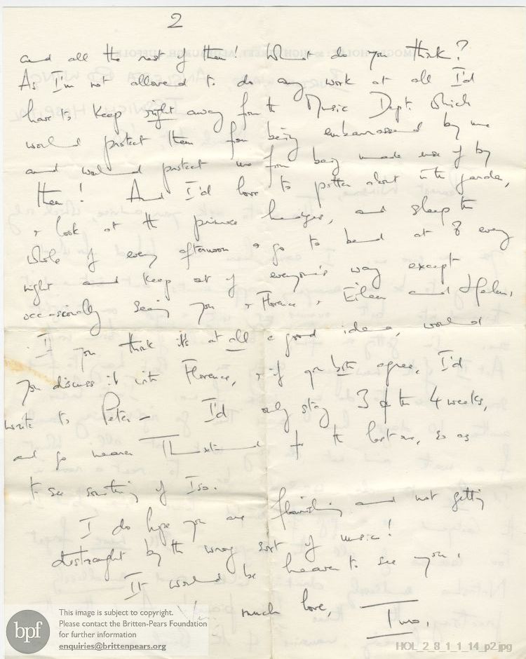 Letter from Imogen Holst to Winsome Bartlett