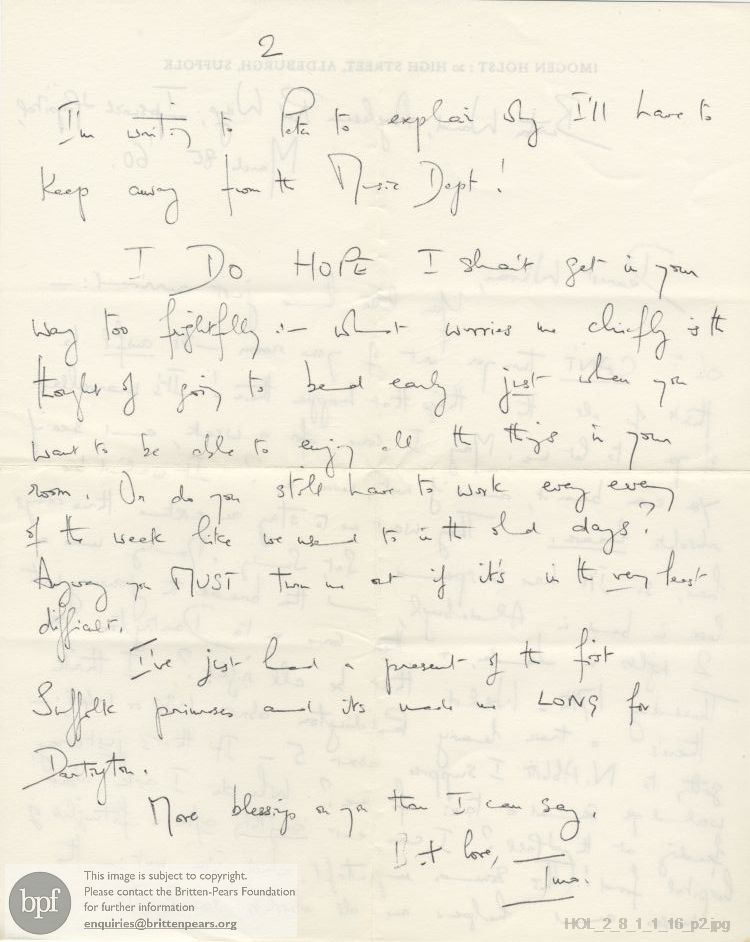 Letter from Imogen Holst to Winsome Bartlett