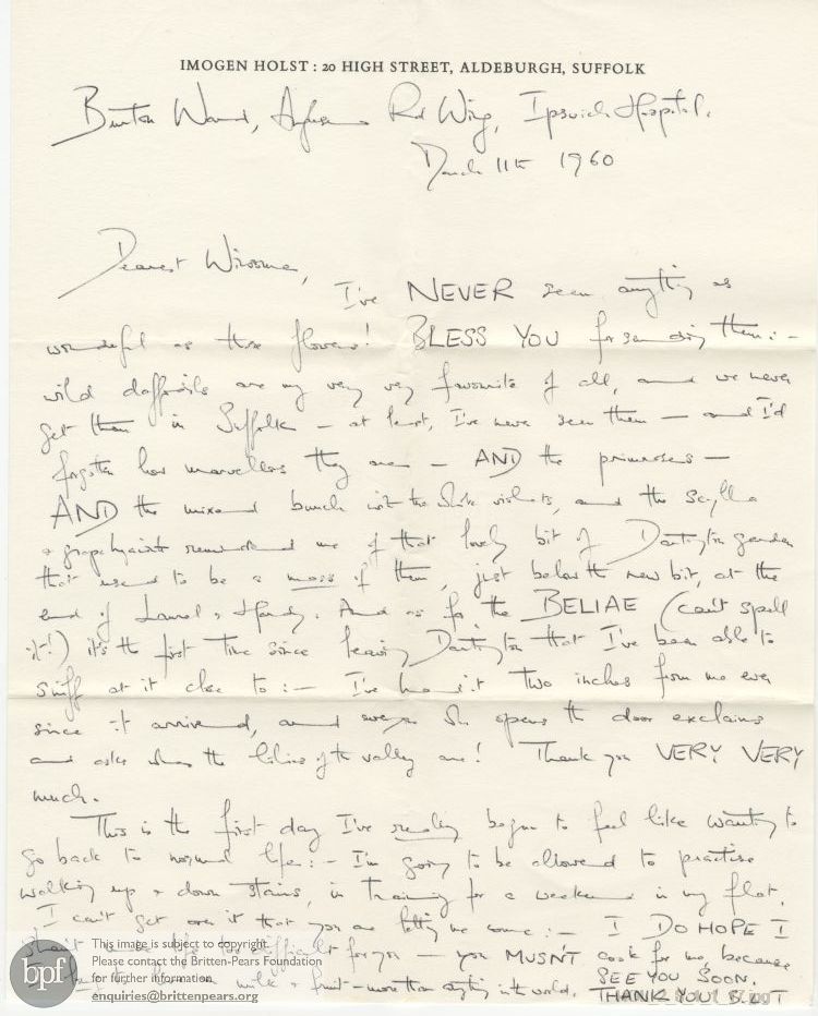 Letter from Imogen Holst to Winsome Bartlett