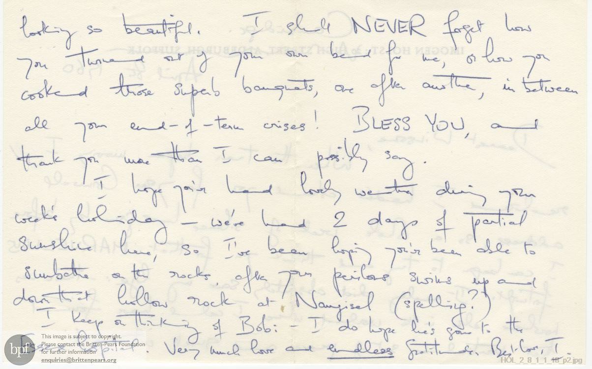 Letter from Imogen Holst to Winsome Bartlett