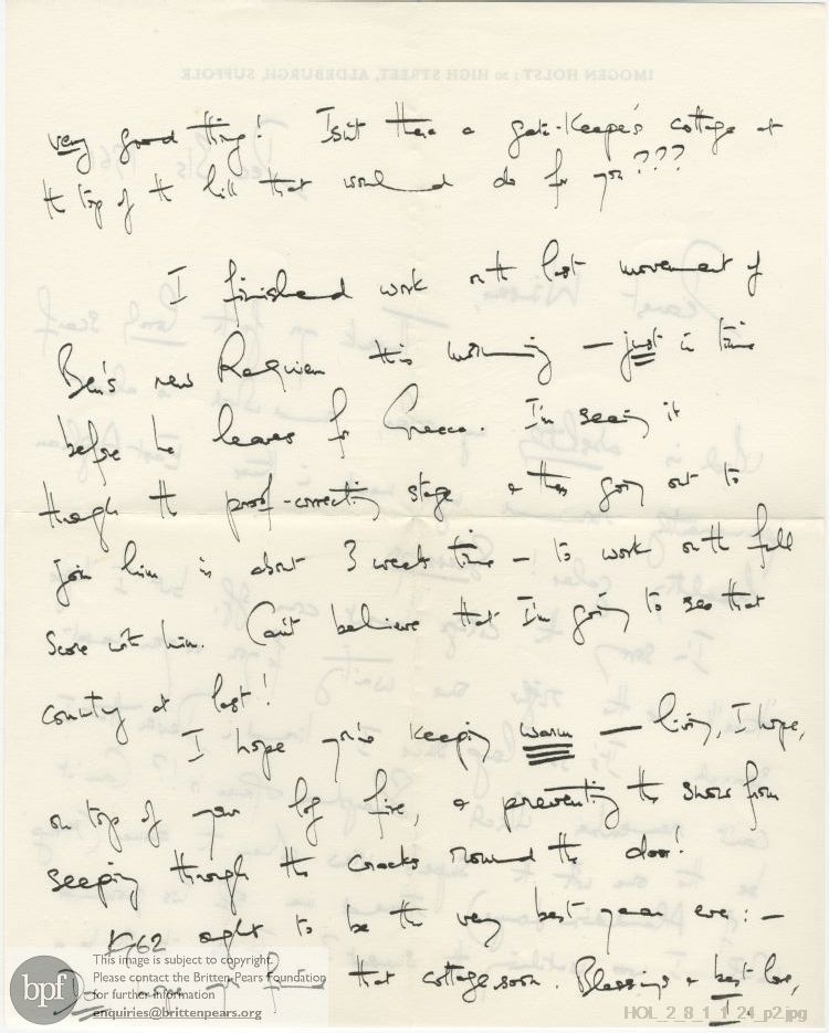 Letter from Imogen Holst to Winsome Bartlett